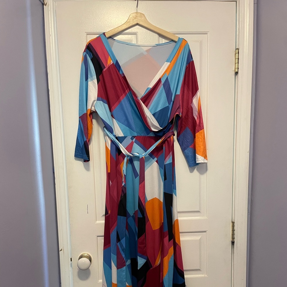 Colourful maxi wrap dress